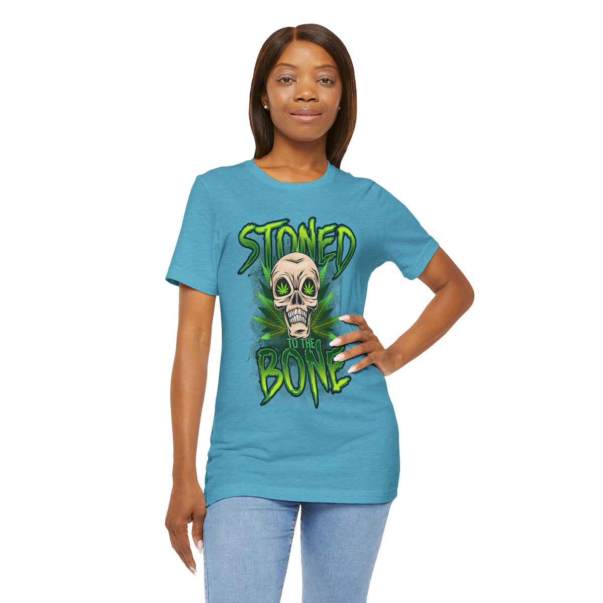 Stoned to the Bone Skull Tee — Cannabis Leaf Graphic T-Shirt