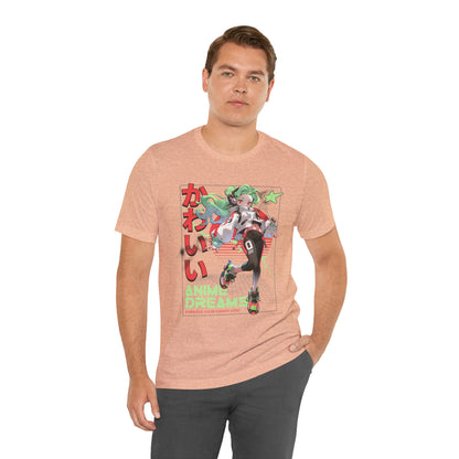 Anime Dreams Kawaii Tee — Neon Retro Anime Girl Graphic T-Shirt