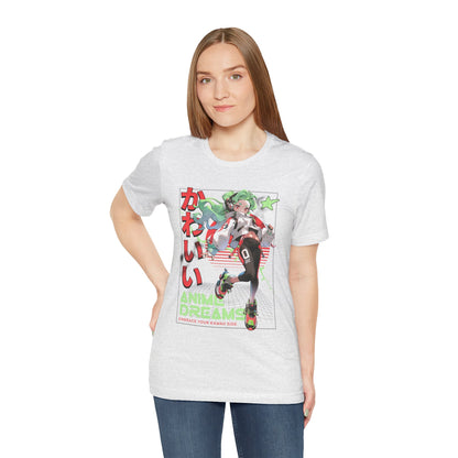 Anime Dreams Kawaii Tee — Neon Retro Anime Girl Graphic T-Shirt
