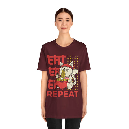 Ramen Cat Tee — "Eat Sleep Repeat" Cute Noodle Lover T-Shirt