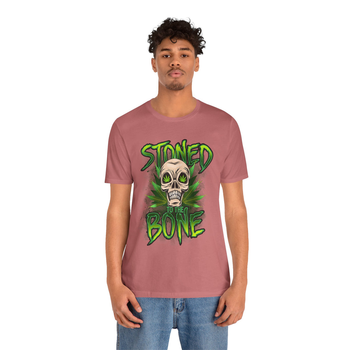 Stoned to the Bone Skull Tee — Cannabis Leaf Graphic T-Shirt