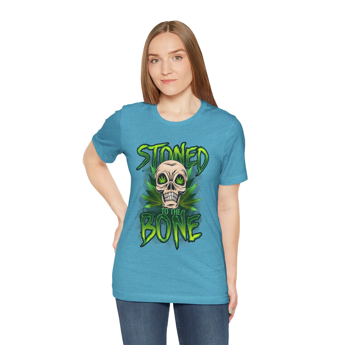 Stoned to the Bone Skull Tee — Cannabis Leaf Graphic T-Shirt
