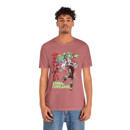 Anime Dreams Kawaii Tee — Neon Retro Anime Girl Graphic T-Shirt