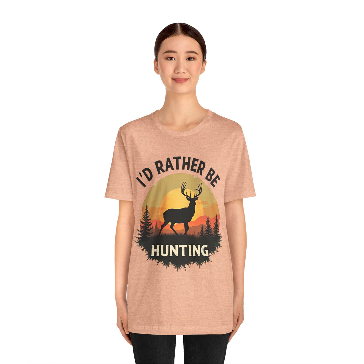 I'd Rather Be Hunting T‑Shirt — Deer Sunset Outdoor Hunting Tee