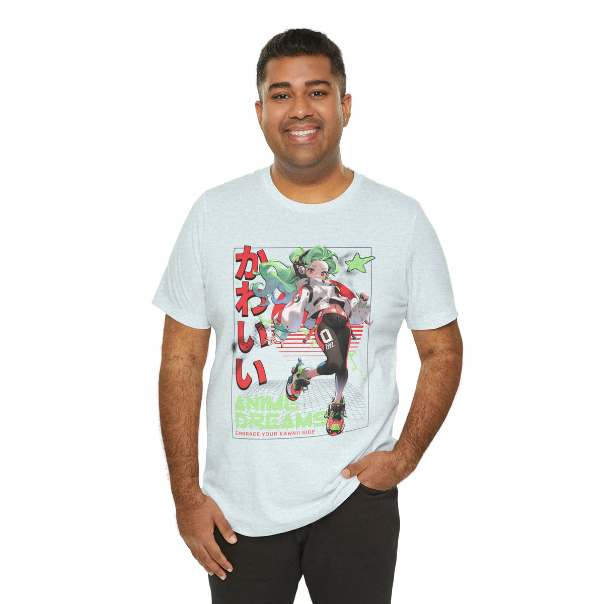 Anime Dreams Kawaii Tee — Neon Retro Anime Girl Graphic T-Shirt