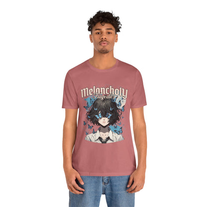 Melancholy Tragedia Anime Tee — Blue Butterflies Graphic T-Shirt