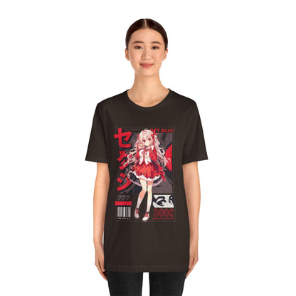 Anime Girl Graphic Tee — "Get Silly!" Red Harajuku Style T-Shirt