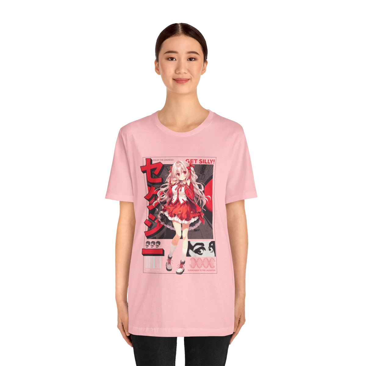 Anime Girl Graphic Tee — "Get Silly!" Red Harajuku Style T-Shirt
