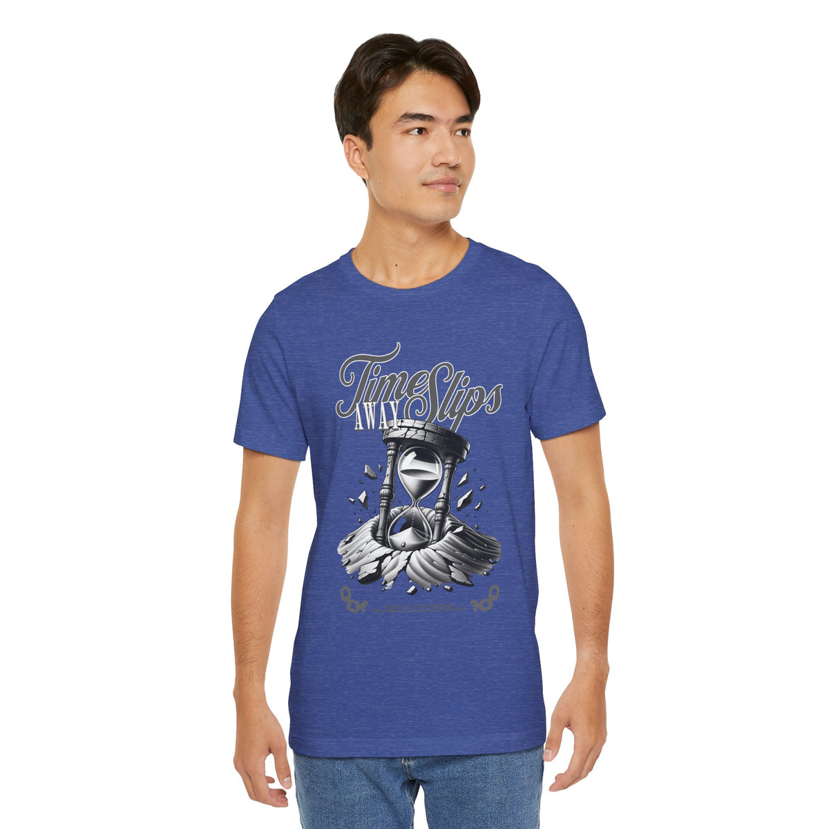 Time Slips Hourglass T‑Shirt — Vintage Black & White Graphic Tee