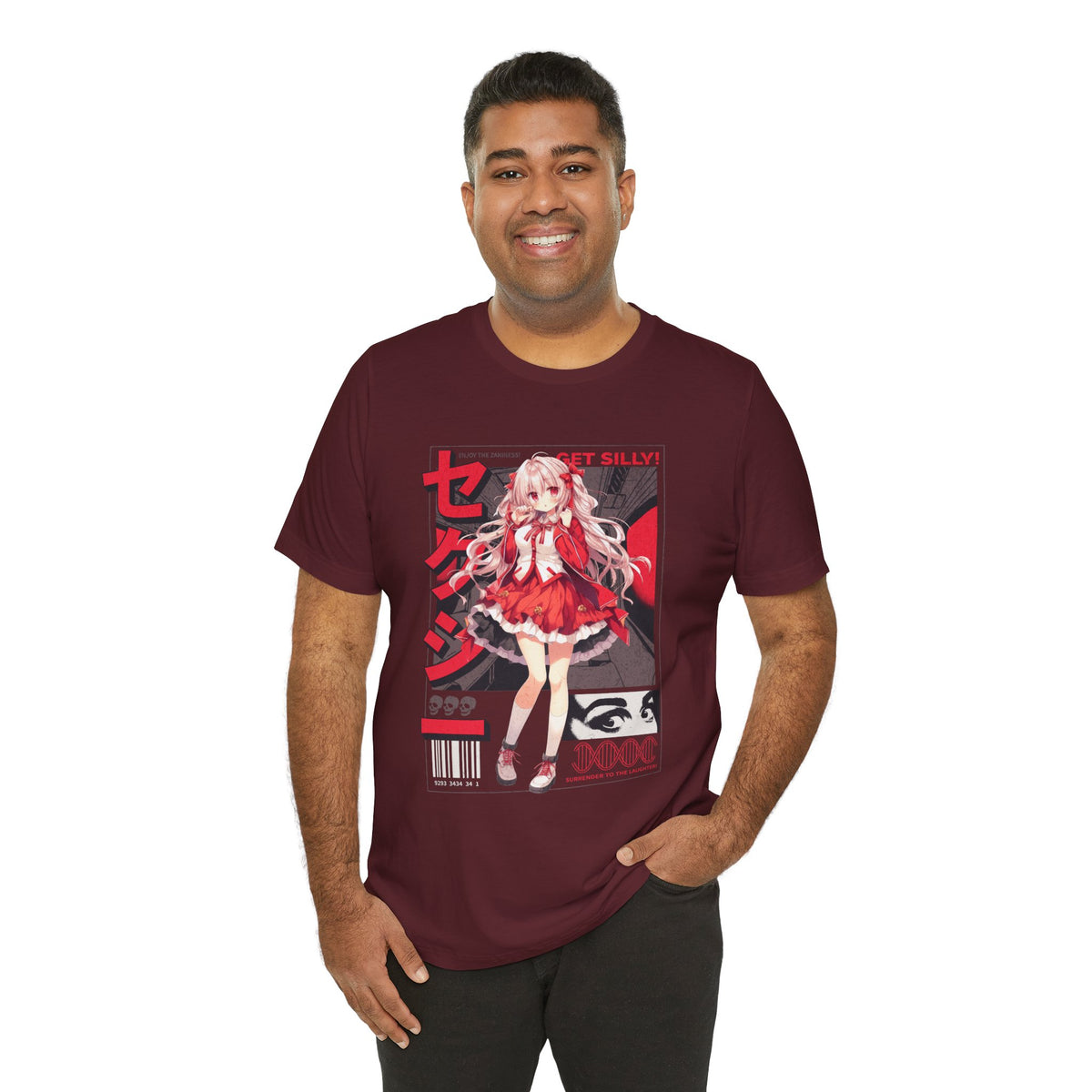 Anime Girl Graphic Tee — "Get Silly!" Red Harajuku Style T-Shirt