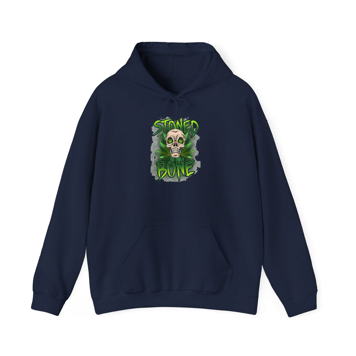 Skull 'Stoned Bone' Hoodie – Green Cannabis Skull Graphic Pullover