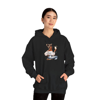 Cozy Chick Hoodie — Fashionable Woman Relaxing with Coffee Graphic Hooded Sweatshirt