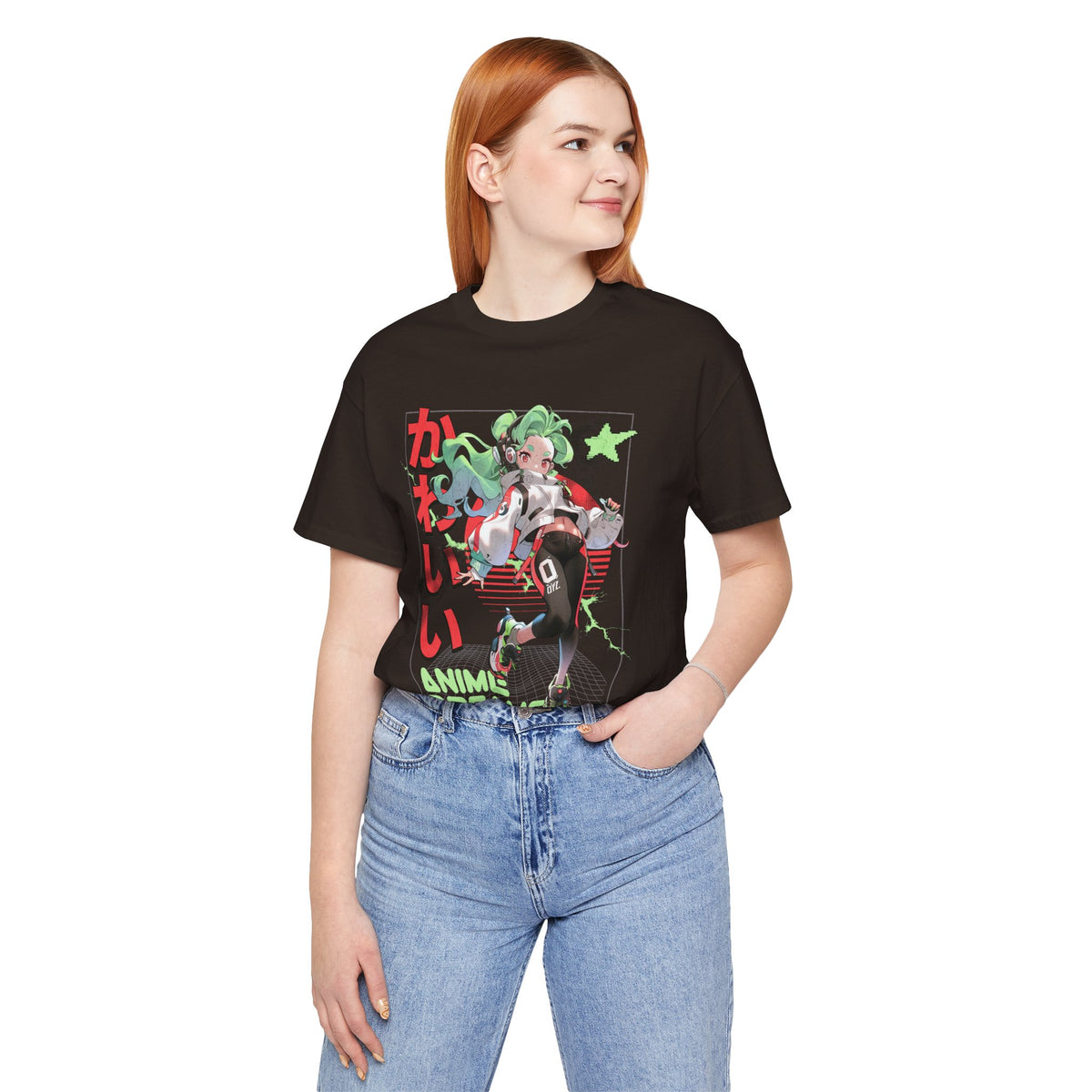 Anime Dreams Kawaii Tee — Neon Retro Anime Girl Graphic T-Shirt