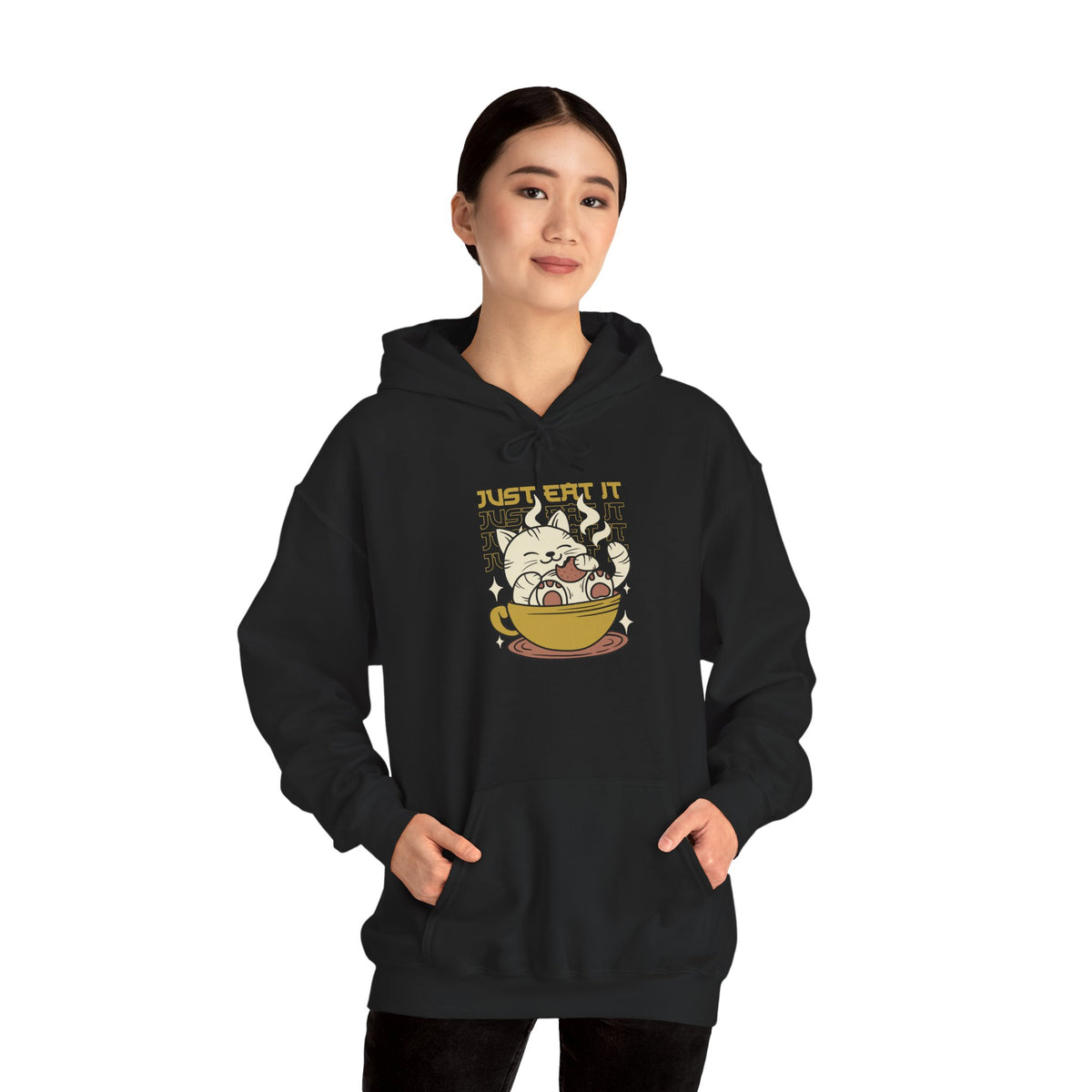 Cat Latte Hoodie - "Just Eat It" Cute Cat in Cup Sweatshirt