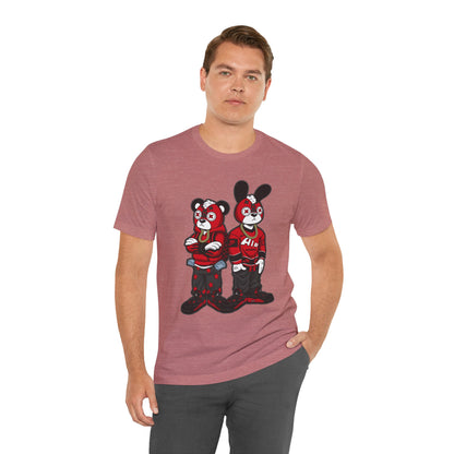 Streetwear Cartoon Bear & Bunny Tee — Hip Hop Graphic T-Shirt