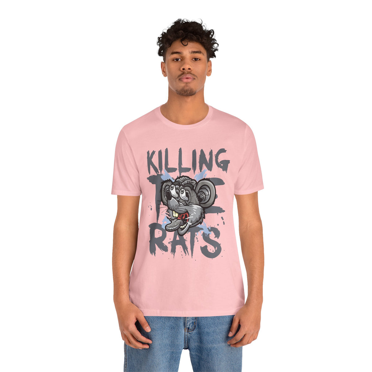 Killing Rats Graphic Tee – Edgy Cartoon Rat Skull Streetwear