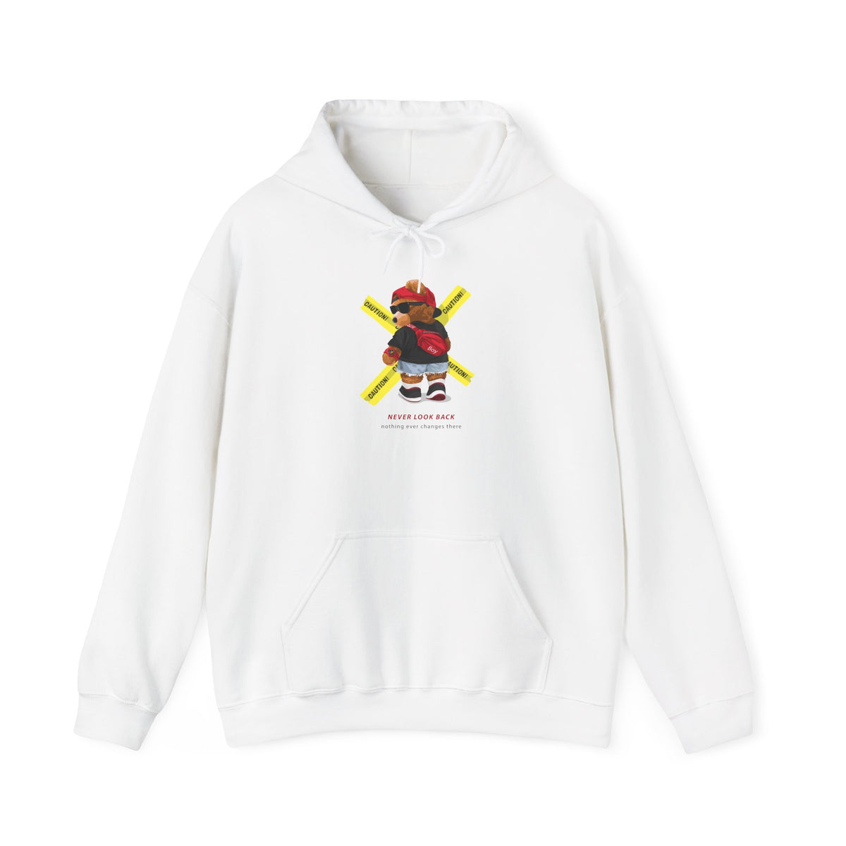 Hockey Bear Graphic Hoodie — 'Never Give Up' Cozy Skate Sweatshirt