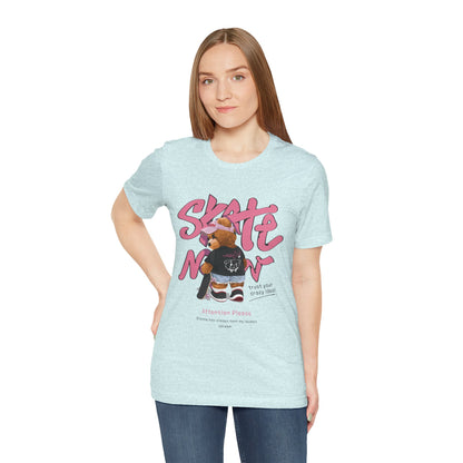 Skate Mom Bear Tee — Cute Pink Skateboard Graphic T-Shirt