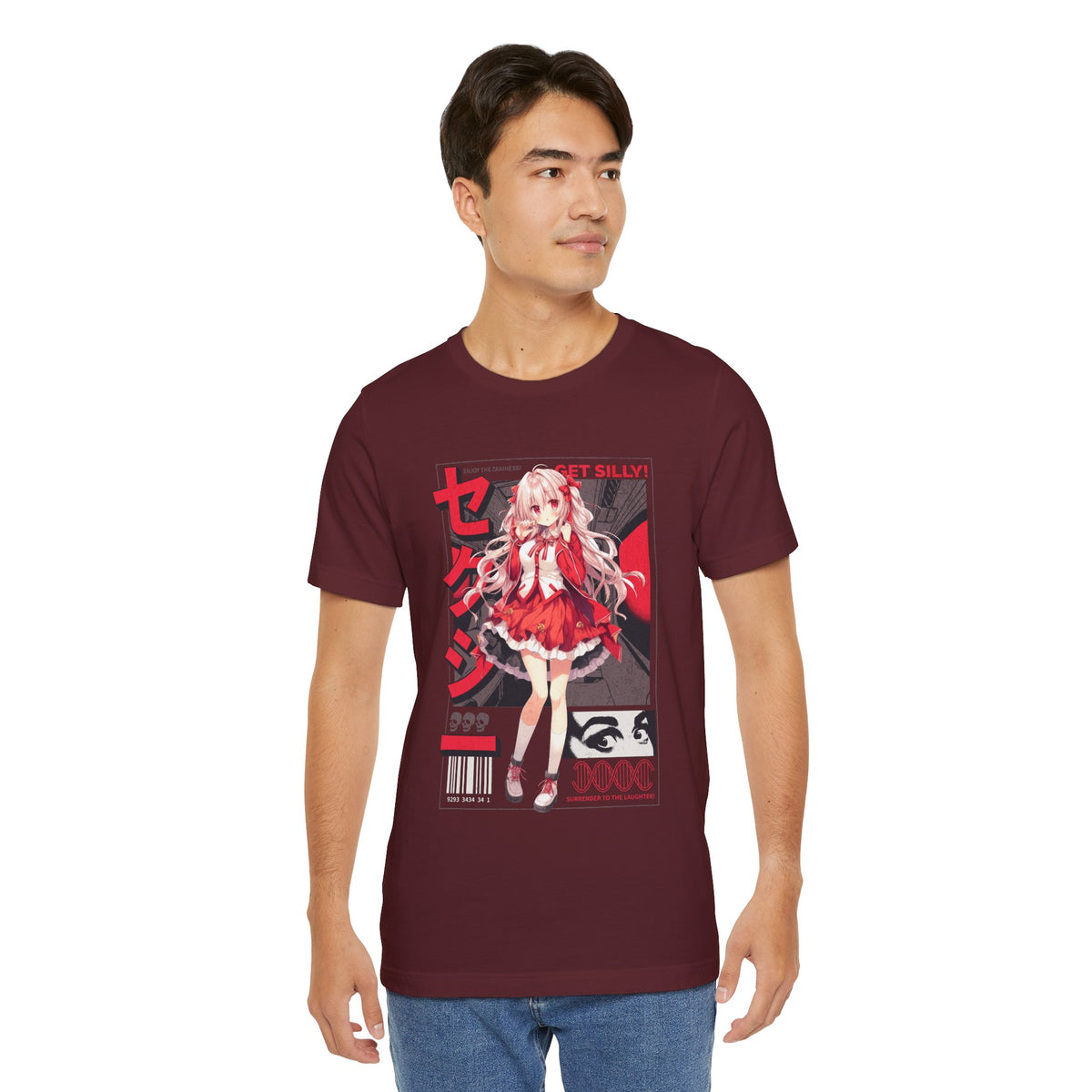 Anime Girl Graphic Tee — "Get Silly!" Red Harajuku Style T-Shirt