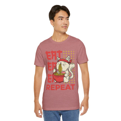 Ramen Cat Tee — "Eat Sleep Repeat" Cute Noodle Lover T-Shirt