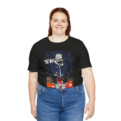 Anime Sneakerhead Tee — Sitting Character on Shoe Boxes with Japanese Text
