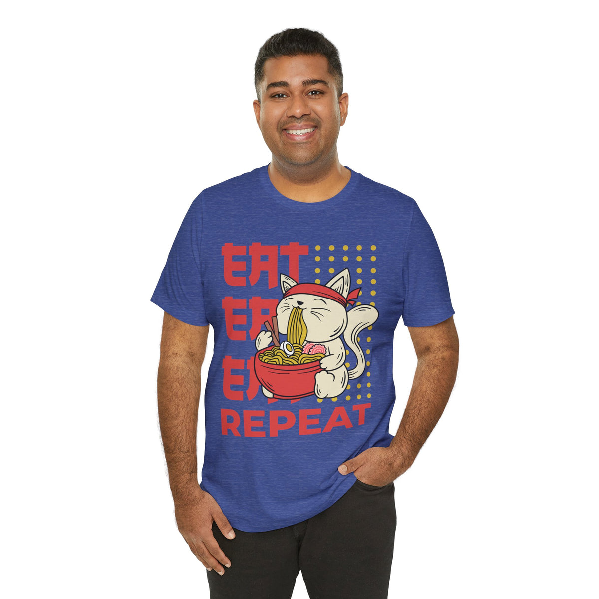 Ramen Cat Tee — "Eat Sleep Repeat" Cute Noodle Lover T-Shirt