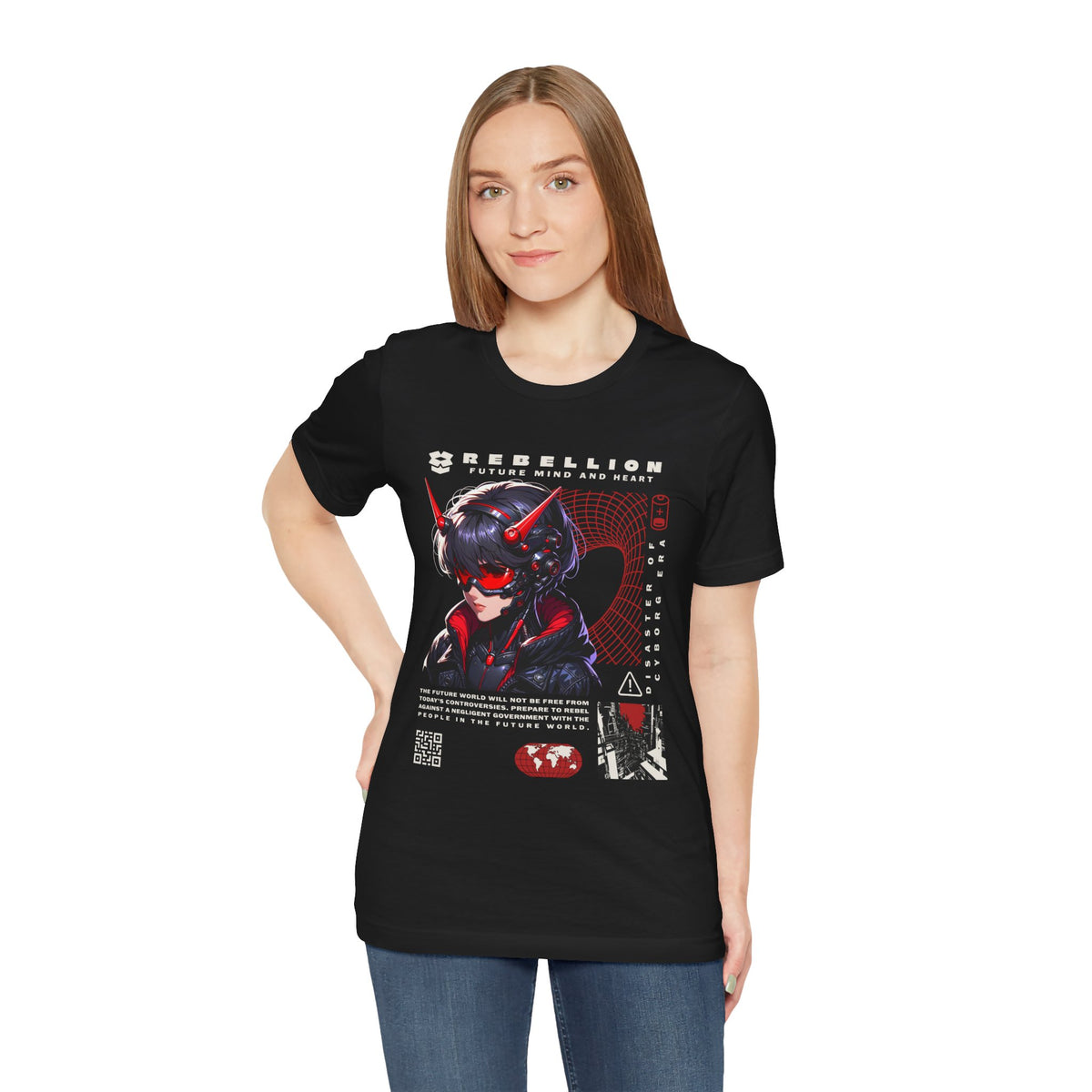 Anime Devil Girl Graphic Tee — "Rebellion" Cyberpunk Streetwear