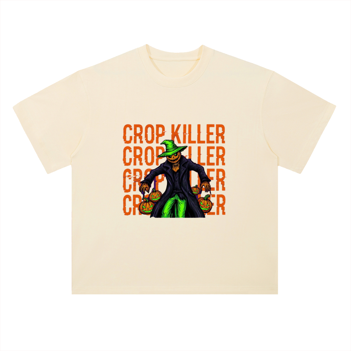 Crop Killer Halloween Scarecrow Graphic Drop Shoulder Tee