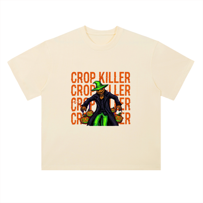 Crop Killer Halloween Scarecrow Graphic Drop Shoulder Tee