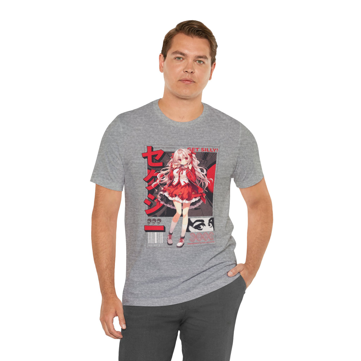 Anime Girl Graphic Tee — "Get Silly!" Red Harajuku Style T-Shirt