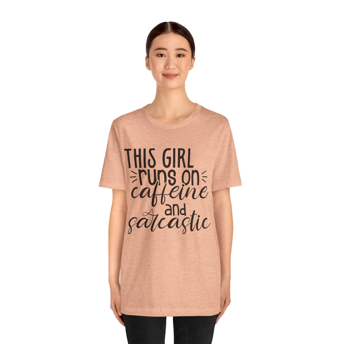 Funny Women’s Tee — "This Girl Runs on Caffeine and Sarcastic"