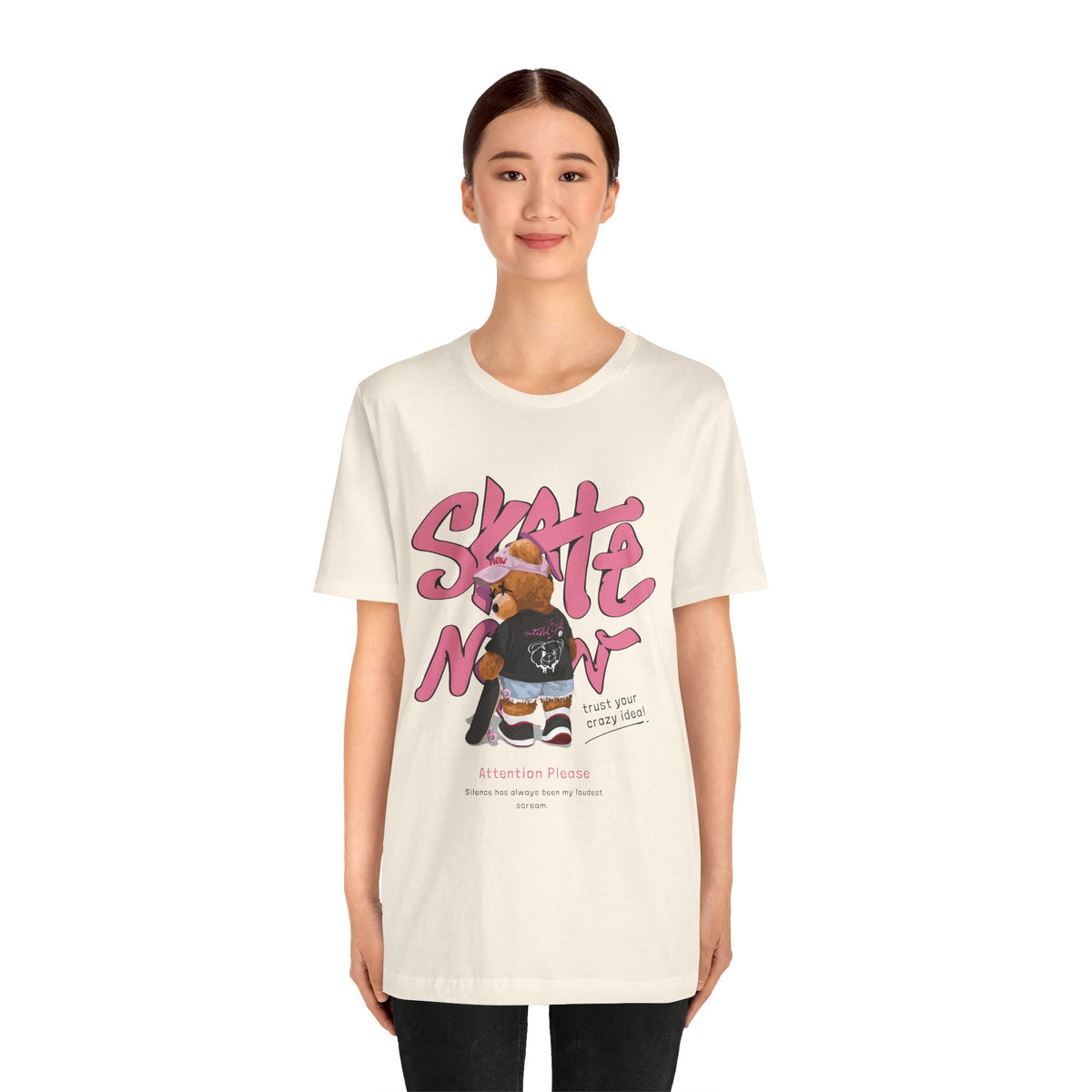 Skate Mom Bear Tee — Cute Pink Skateboard Graphic T-Shirt