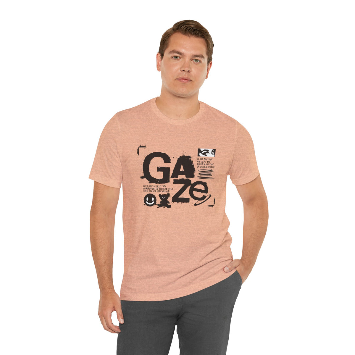 Gaze Typography Graphic Tee — Abstract Monochrome Text Art T-Shirt