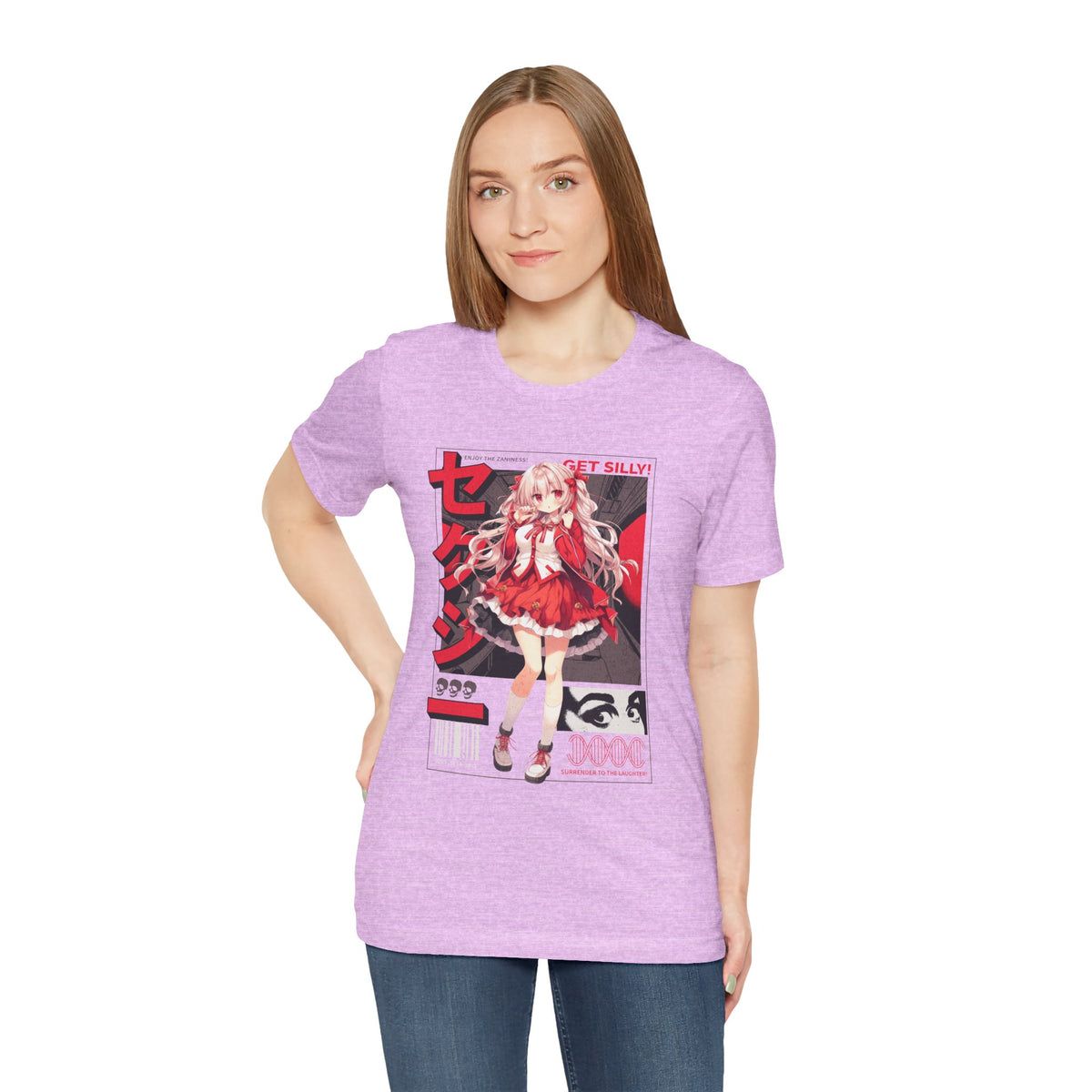 Anime Girl Graphic Tee — "Get Silly!" Red Harajuku Style T-Shirt
