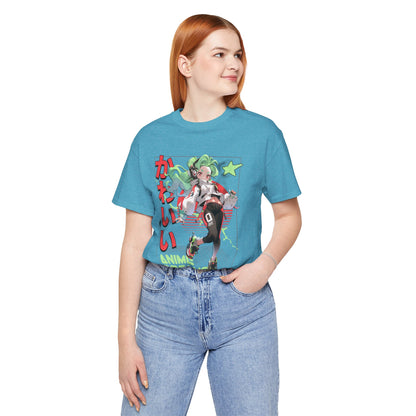 Anime Dreams Kawaii Tee — Neon Retro Anime Girl Graphic T-Shirt
