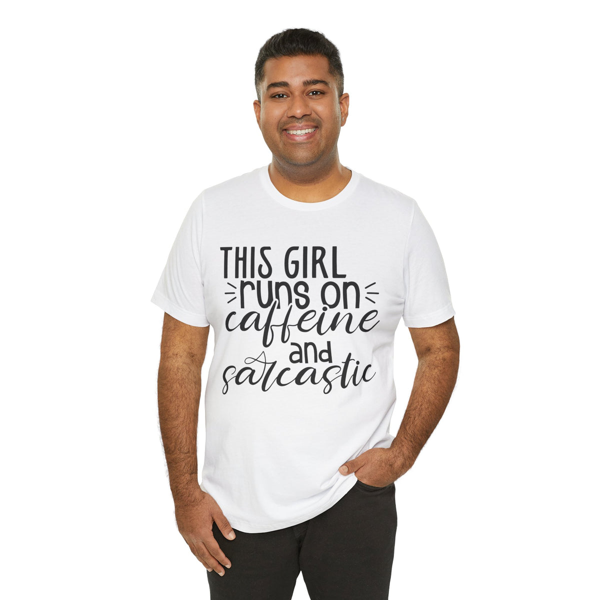 Funny Women’s Tee — "This Girl Runs on Caffeine and Sarcastic"