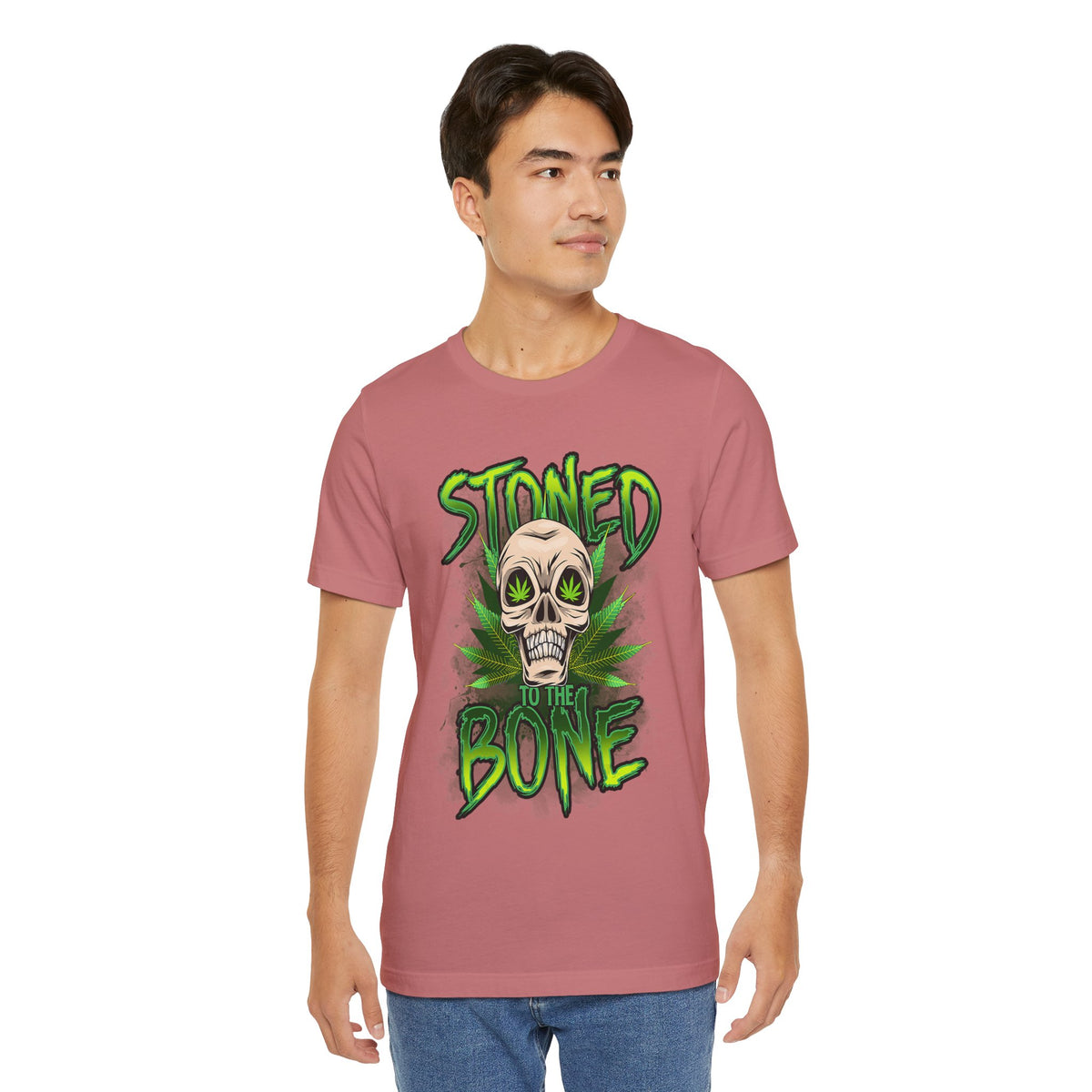 Stoned to the Bone Skull Tee — Cannabis Leaf Graphic T-Shirt