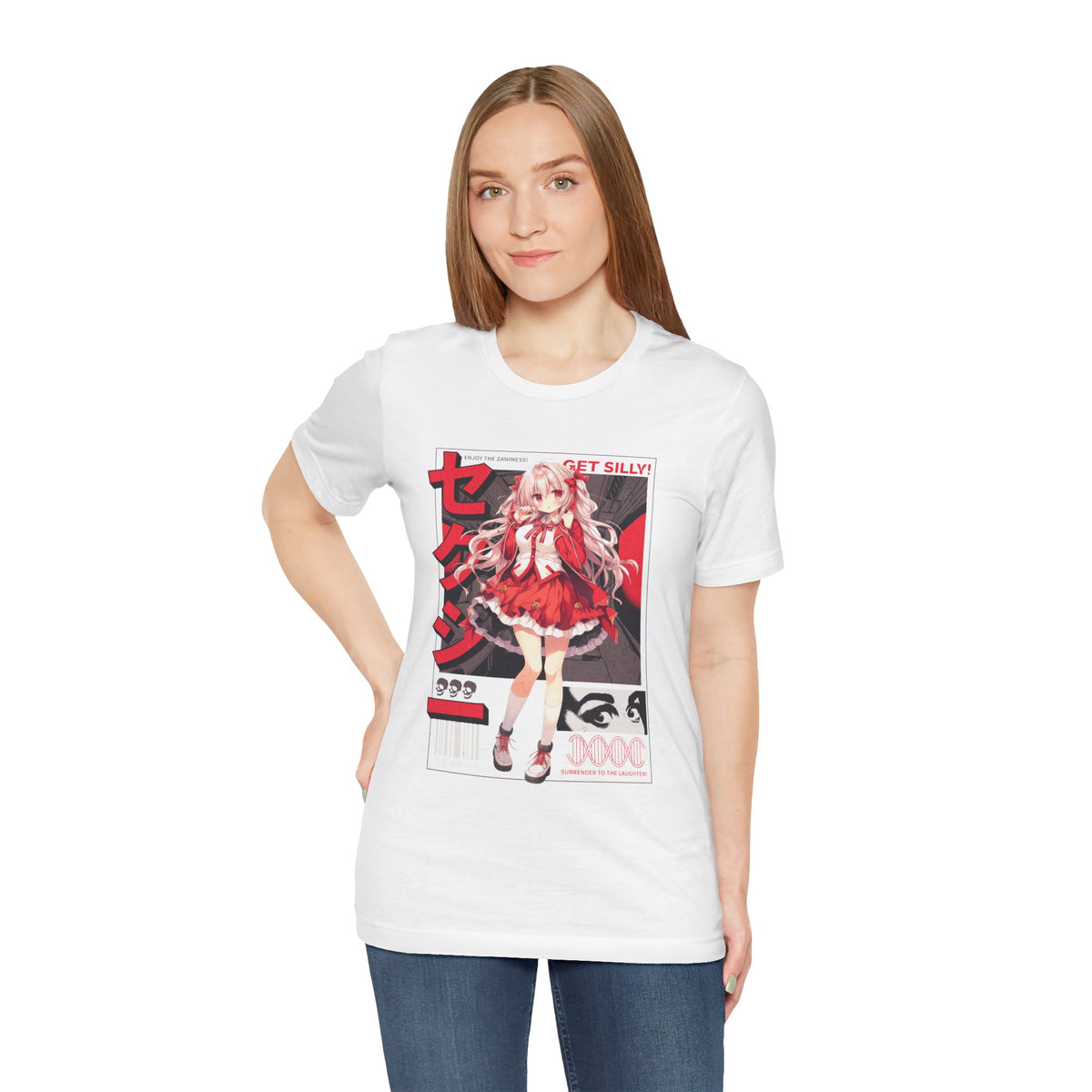 Anime Girl Graphic Tee — "Get Silly!" Red Harajuku Style T-Shirt