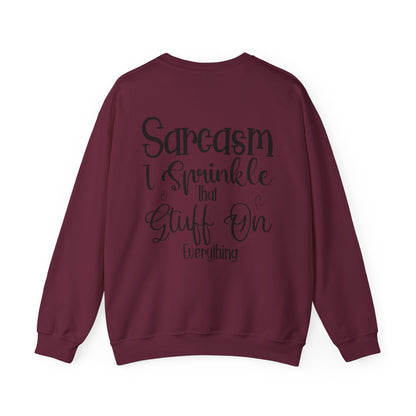 Funny Coffee Owl Crewneck Sweatshirt — "Sorry for What I Said Before Coffee" / Sarcasm Back Print