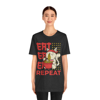 Ramen Cat Tee — "Eat Sleep Repeat" Cute Noodle Lover T-Shirt