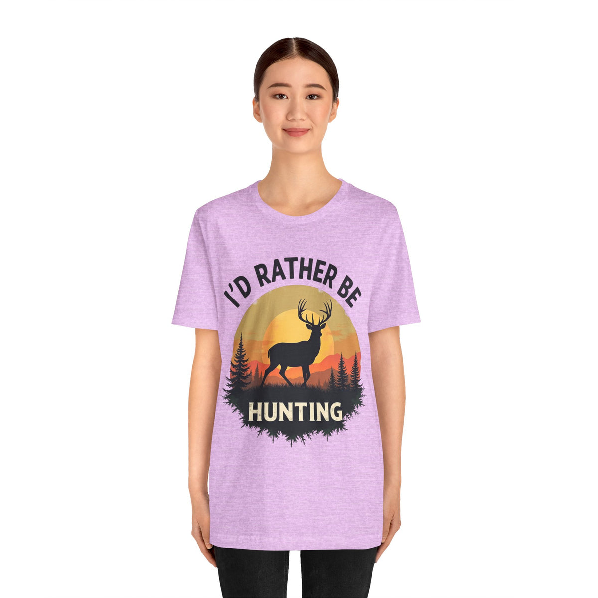 I'd Rather Be Hunting T‑Shirt — Deer Sunset Outdoor Hunting Tee