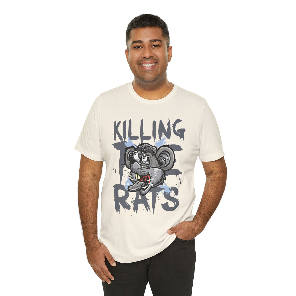 Killing Rats Graphic Tee – Edgy Cartoon Rat Skull Streetwear