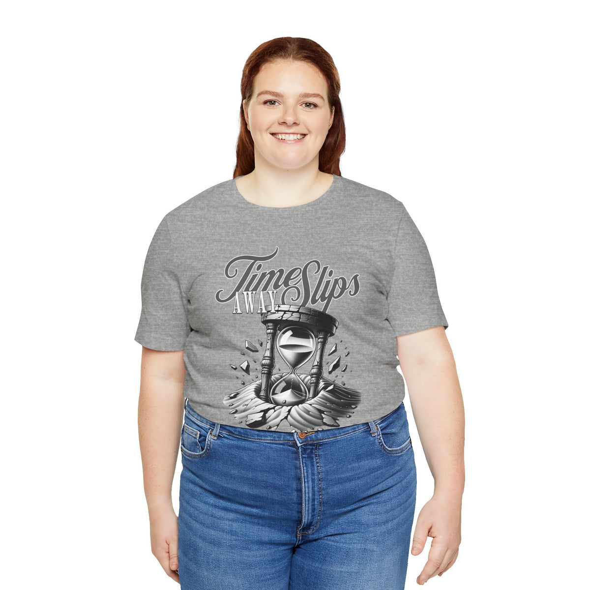 Time Slips Hourglass T‑Shirt — Vintage Black & White Graphic Tee