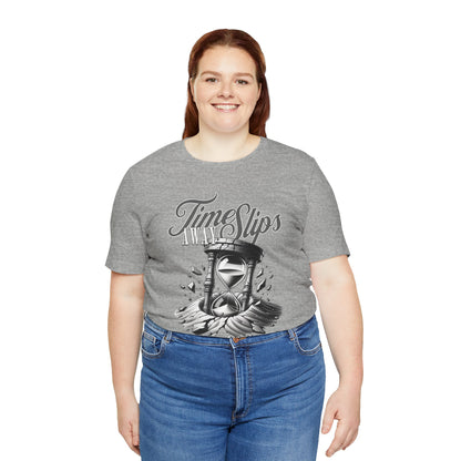 Time Slips Hourglass T‑Shirt — Vintage Black & White Graphic Tee