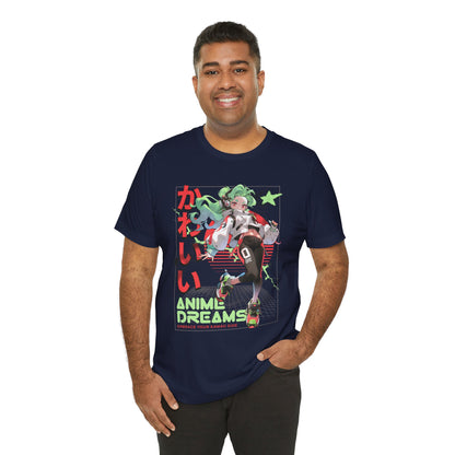 Anime Dreams Kawaii Tee — Neon Retro Anime Girl Graphic T-Shirt