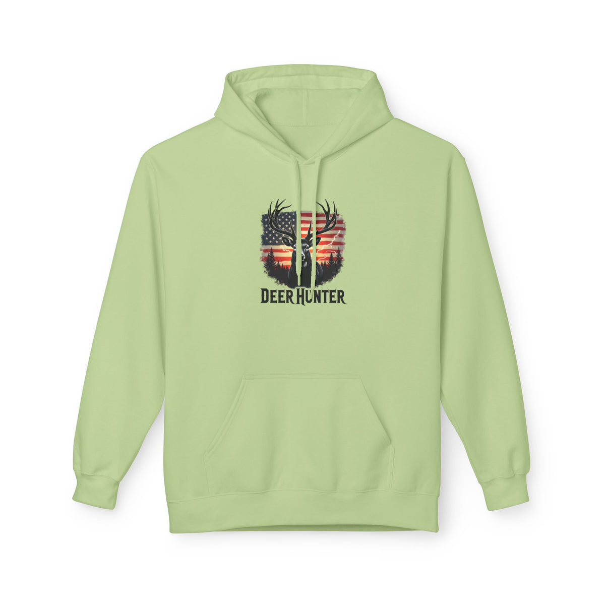 Deer Hunter Hoodie - American Flag Antler Graphic Pullover