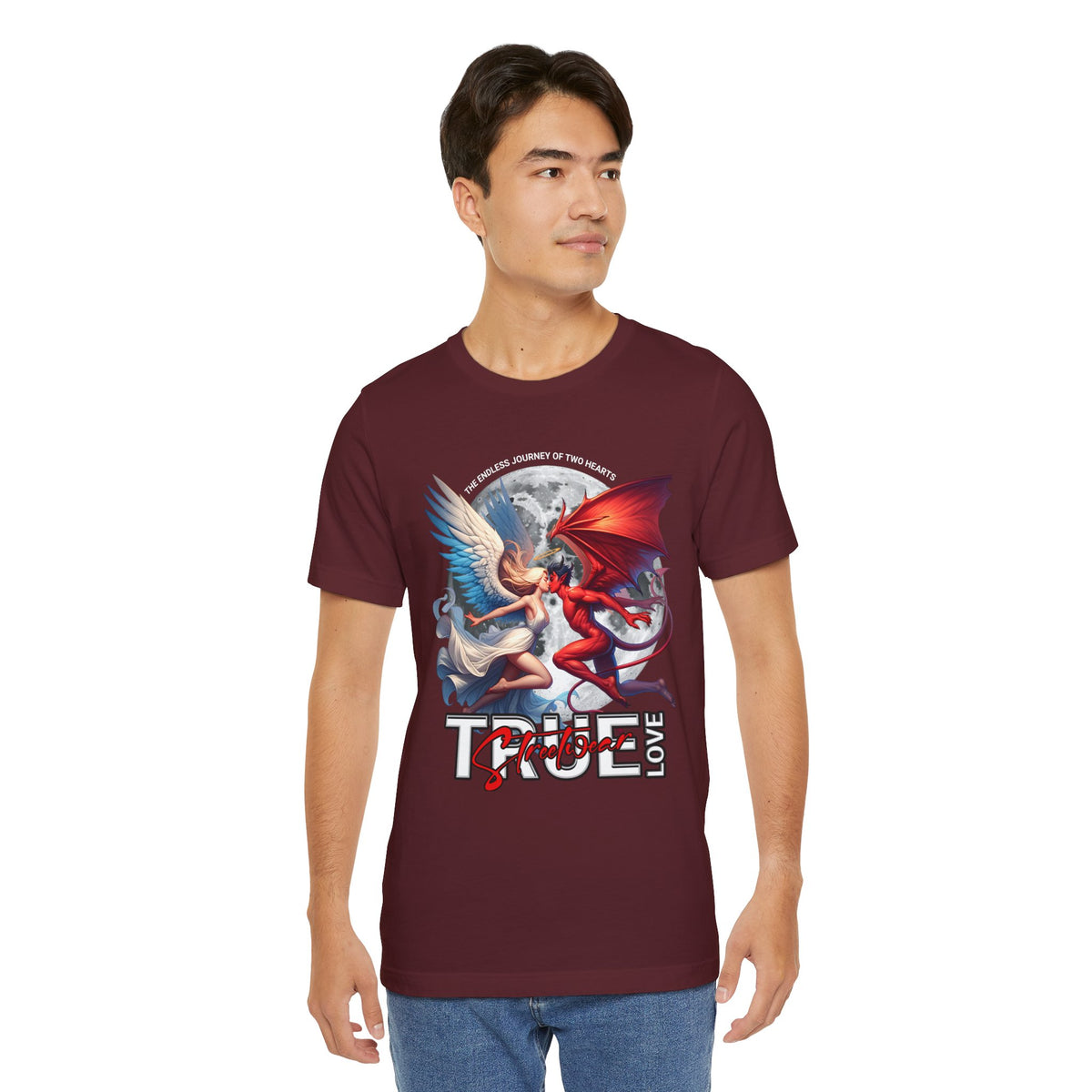 True Love Tee — Angel & Devil Heart Graphic T-Shirt