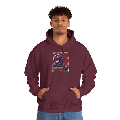 Cyber Samurai Hoodie — Futuristic Red Oni Graphic Pullover