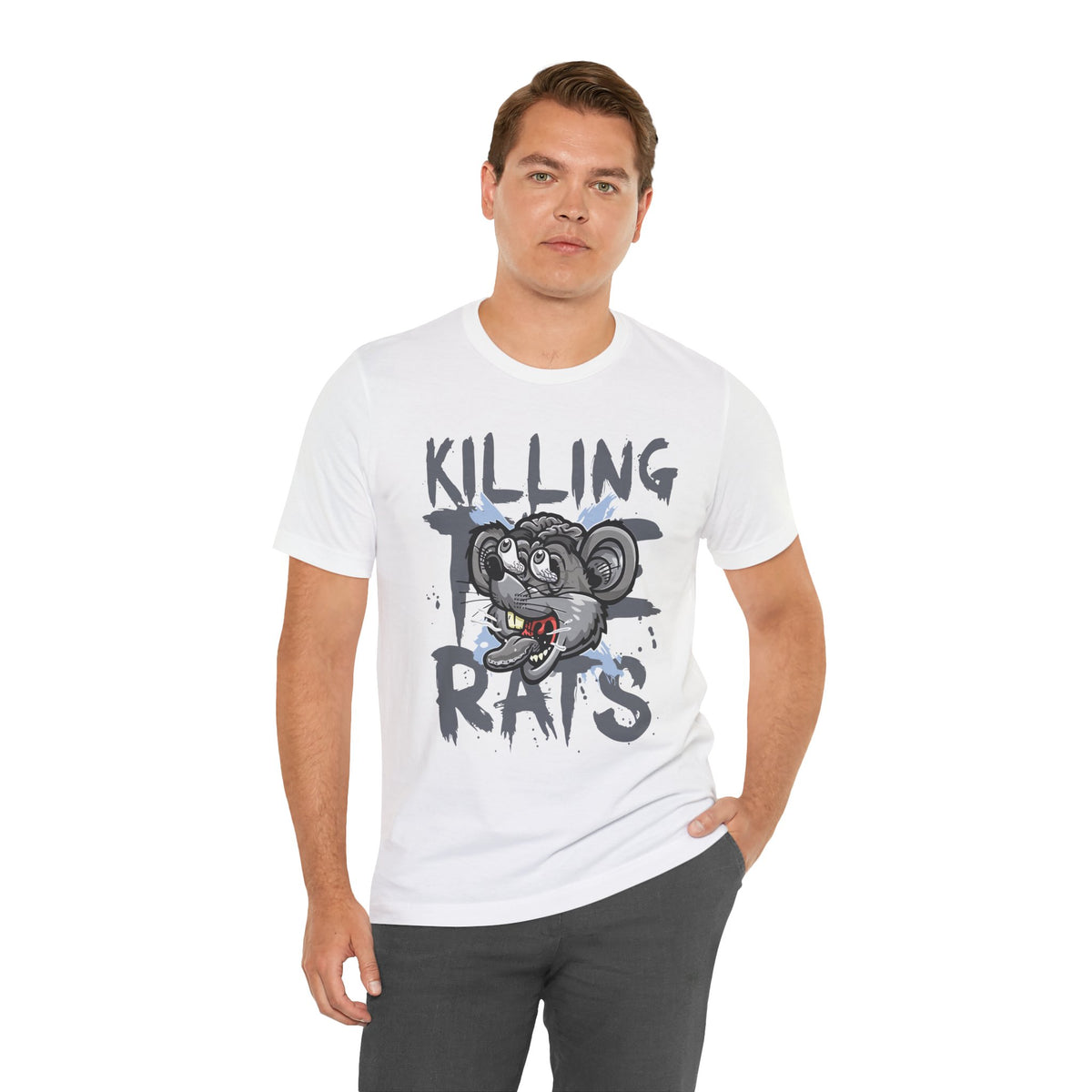 Killing Rats Graphic Tee – Edgy Cartoon Rat Skull Streetwear