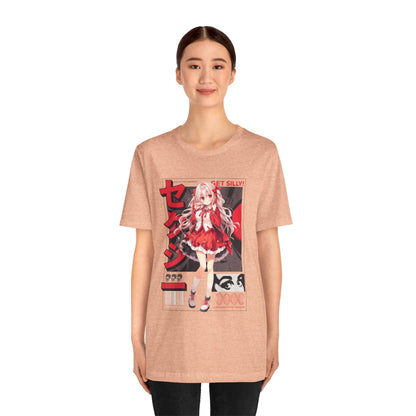 Anime Girl Graphic Tee — "Get Silly!" Red Harajuku Style T-Shirt